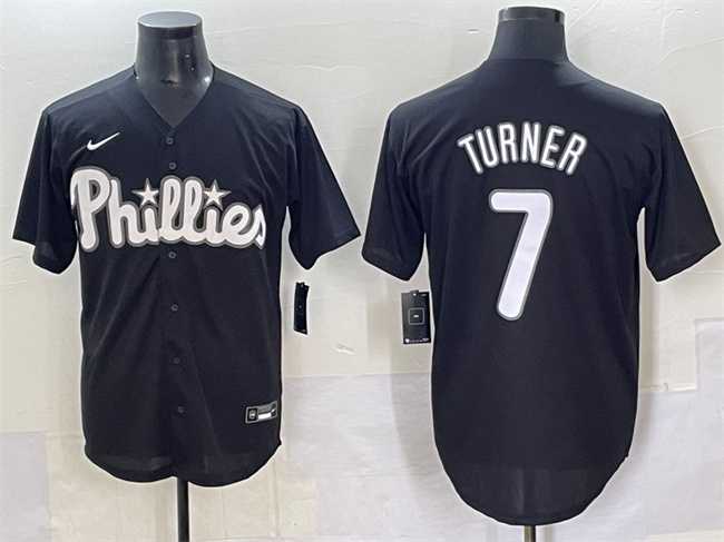 Mens Philadelphia Phillies #7 Trea Turner Black Lights Out Limited Stitched Baseball Jersey->philadelphia phillies->MLB Jersey