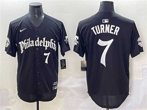 Mens Philadelphia Phillies #7 Trea Turner Black Gothic Vapor Limited Stitched Jersey->philadelphia phillies->MLB Jersey