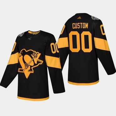Mens Custom Pittsburgh Penguins Coors Light 2019 Stadium Series Black Authentic Jersey->customized nhl jersey->Custom Jersey