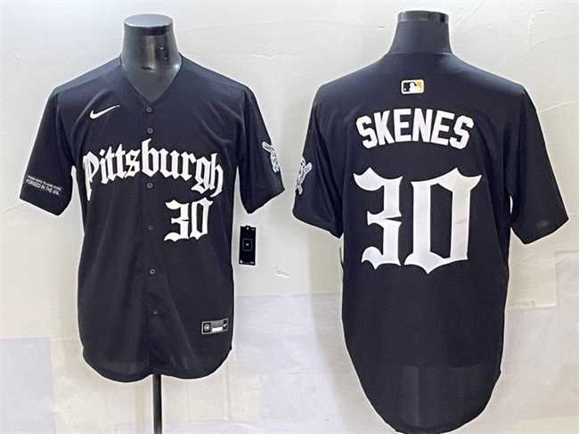 Men%27s Pittsburgh Pirates #30 Paul Skenes Black %27Gothic Steel City Edition%27 Vapor Limited Stitched Baseball Jersey->san diego padres->MLB Jersey