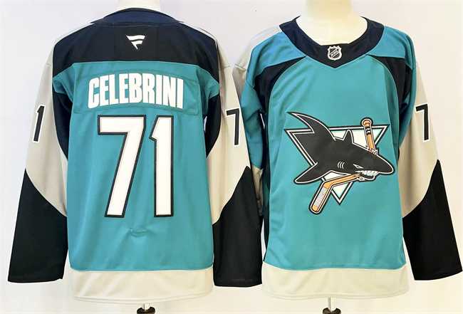 Mens San Jose Sharks #71 Macklin Celebrini Teal 2025 Alternate Stitched Hockey Jersey->san jose sharks->NHL Jersey