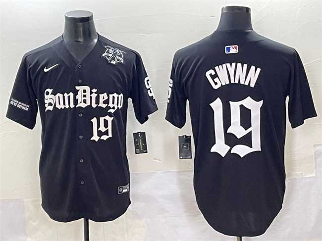 Mens San Diego Padres #19 Tony Gwynn Black Gothic Edition Vapor Limited Stitched Baseball Jersey->san diego padres->MLB Jersey