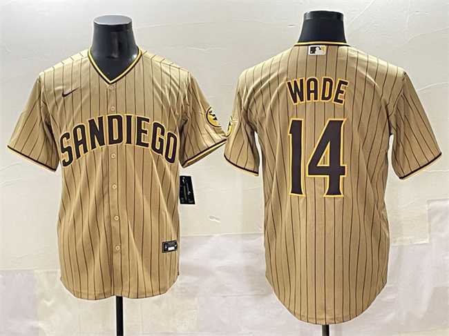 Mens San Diego Padres #14 Tyler Wade Tan Cool Base Stitched Baseball Jersey->san diego padres->MLB Jersey