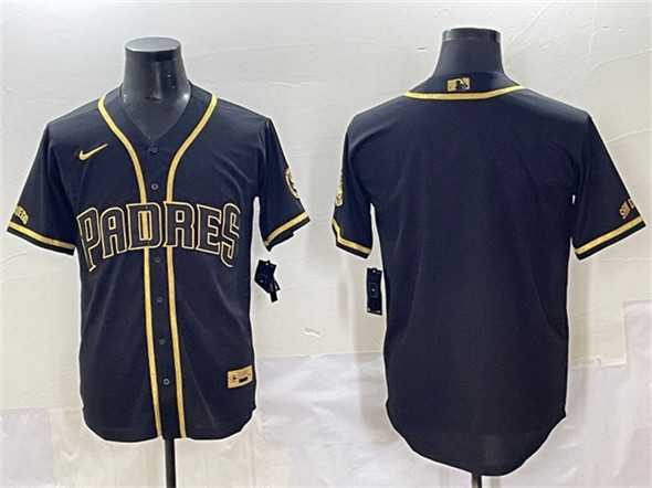 Men%27s San Diego Padres Blank Black Gold Stitched Baseball Jersey->san diego padres->MLB Jersey