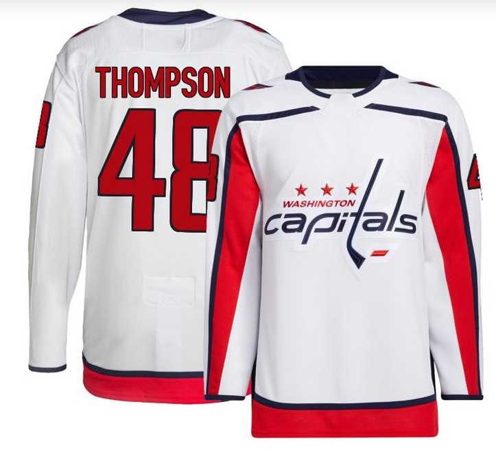 Mens Washington Capitals #48 Logan Thompson Authentic White Away Jersey Dzhi->washington capitals->NHL Jersey