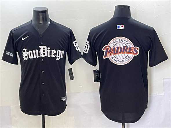 Men%27s San Diego Padres Team Big Logo Black Gothic Edition Vapor Limited Stitched Baseball Jersey->san diego padres->MLB Jersey