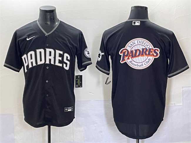 Men%27s San Diego Padres Team Big Logo Black Stitched Baseball Jersey->san diego padres->MLB Jersey