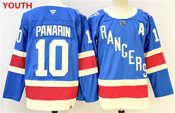 Youth new york rangers #10 artemi panarin blue 2025 with a patch stitched hockey jersey