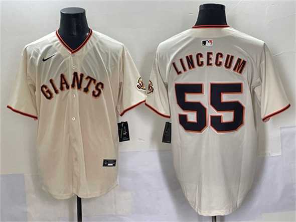 Men%27s San Francisco Giants #55 Tim Lincecum Cream 2024 Home Limited Stitched Baseball Jersey->san francisco giants->MLB Jersey