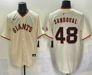 Men%27s San Francisco Giants #48 Pablo Sandoval Cream Limited Stitched Jersey->san francisco giants->MLB Jersey