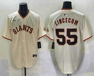 Men%27s San Francisco Giants #55 Tim Lincecum Cream Limited Stitched Jersey->san francisco giants->MLB Jersey
