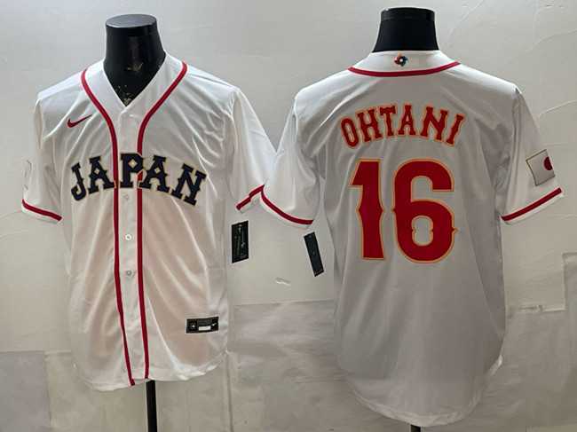 Mens Japan Baseball #16 Shohei Ohtani White 2026 World Baseball Classic Home Stadium Stitched Jersey->2026 world baseball classic->MLB Jersey