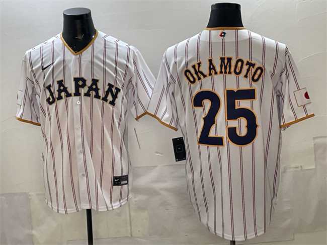 Mens Japan Baseball #25 Kazuma Okamoto White 2026 World Baseball Classic Home Stadium Stitched Jersey->2026 world baseball classic->MLB Jersey