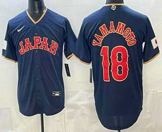 Mens Japan #18 Yoshinobu Yamamoto Navy 2026 World Baseball Classic Cool Base Jersey->2026 world baseball classic->MLB Jersey