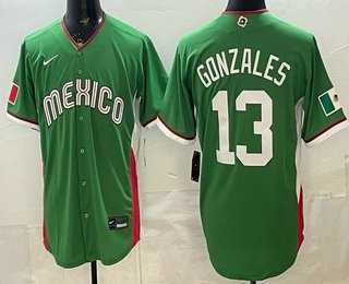 Mens Mexico #13 Nick Gonzales Green 2026 World Baseball Classic Cool Base Jersey->2026 world baseball classic->MLB Jersey