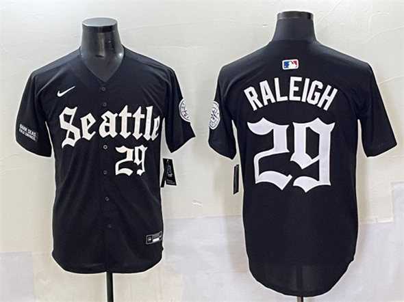 Mens Seattle Mariners #29 Cal Raleigh Black Deep Sea Gothic Edition Vapor Premier Limited Stitched Baseball Jersey->seattle mariners->MLB Jersey