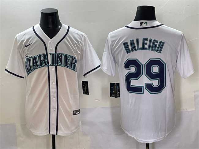 Mens Seattle Mariners #29 Cal Raleigh White Cool Base Stitched Baseball Jersey->seattle mariners->MLB Jersey