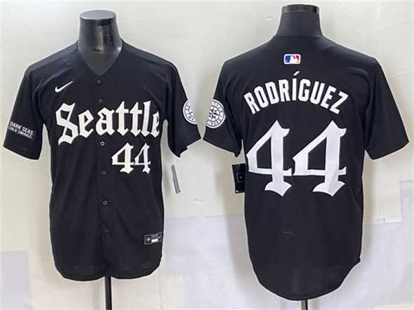 Mens Seattle Mariners #44 Julio Rodriguez Black Deep Sea Gothic Edition Vapor Premier Limited Stitched Baseball Jersey->seattle mariners->MLB Jersey