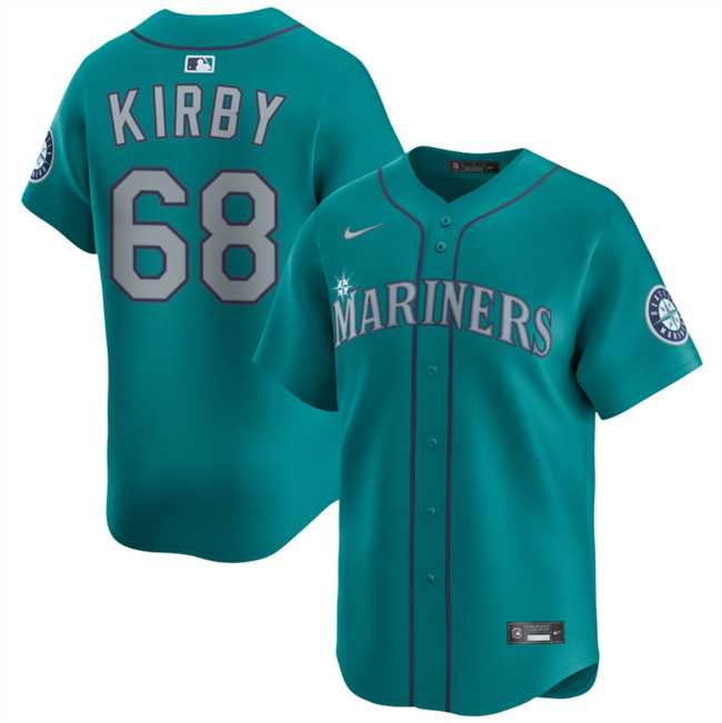 Mens Seattle Mariners #68 George Kirby Aqua Limited Stitched Baseball Jersey Dzhi->seattle mariners->MLB Jersey