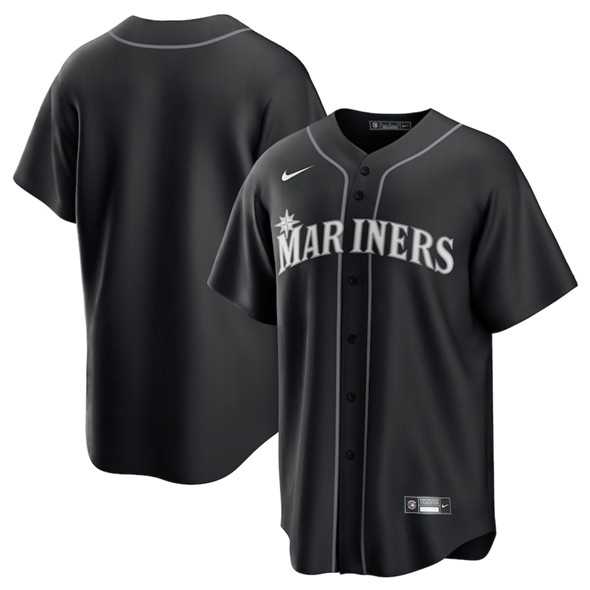 Mens Seattle Mariners Blank Black Lights Out Limited Stitched Baseball Jersey Dzhi->seattle mariners->MLB Jersey