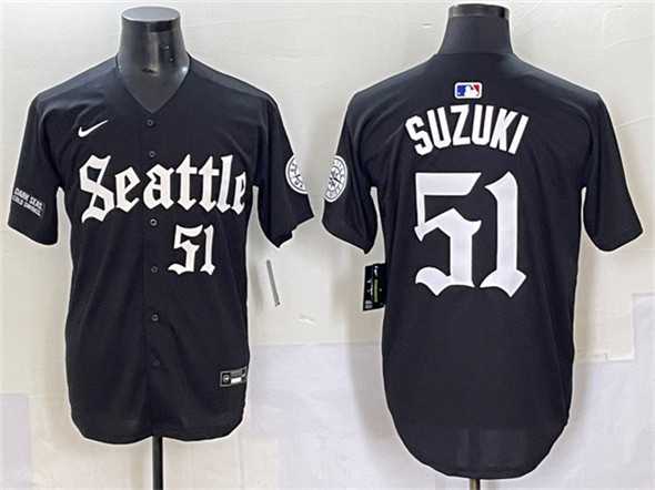 Mens Seattle Mariners #51 Ichiro Suzuki Black Deep Sea Gothic Edition Vapor Premier Limited Stitched Baseball Jersey->seattle mariners->MLB Jersey