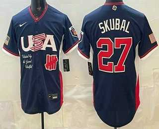 Mens USA Undefeated #27 Tarik Skubal Navy 2026 World Baseball Classic Cool Base Jersey->2026 world baseball classic->MLB Jersey