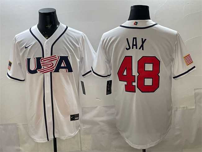 Mens USA Baseball #48 Griffin Jax White 2026 World Baseball Classic Home Stadium Stitched Jersey->2026 world baseball classic->MLB Jersey
