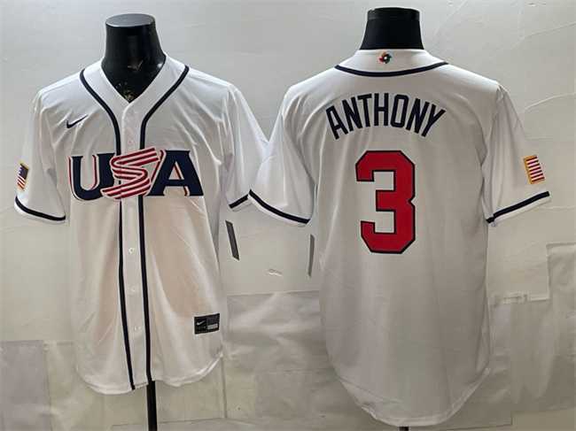 Mens USA Baseball #3 Roman Anthony White 2026 World Baseball Classic Home Stadium Stitched Jersey->2026 world baseball classic->MLB Jersey