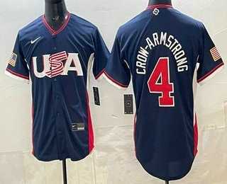 Mens USA #4 Pete Crow-Armstrong Navy 2026 World Baseball Classic Cool Base Jersey->2026 world baseball classic->MLB Jersey