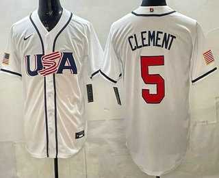 Mens USA #5 Ernie Clement White 2026 World Baseball Classic Cool Base Jersey->2026 world baseball classic->MLB Jersey