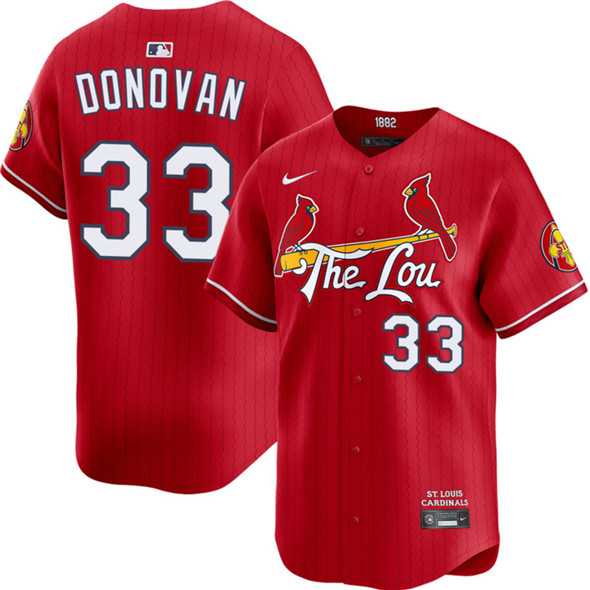 Men%27s St. Louis Cardinals #33 Brendan Donovan Red 2024 City Connect Limited Stitched Baseball Jersey Dzhi->st.louis cardinals->MLB Jersey