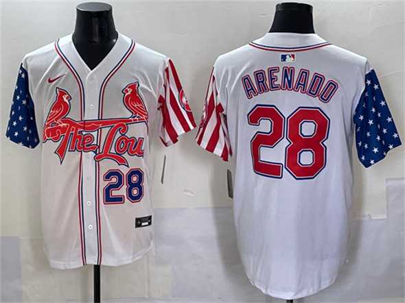 Men%27s St. Louis Cardinals #28 Nolan Arenado White Independence Day Vapor Premier Limited Stitched Baseball Jersey->st.louis cardinals->MLB Jersey