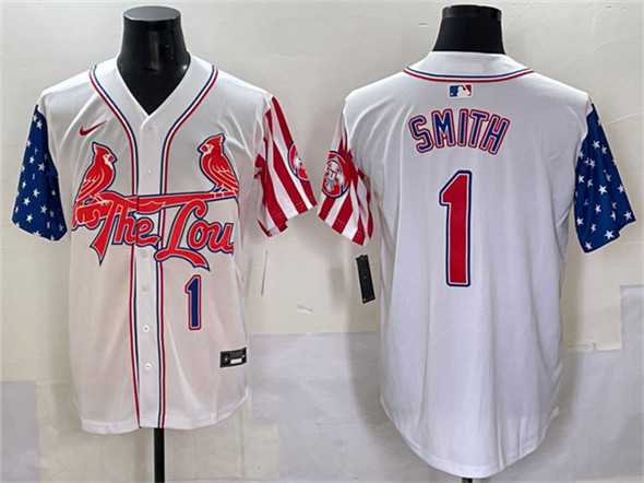 Men%27s St. Louis Cardinals #1 Ozzie Smith White Independence Day Vapor Premier Limited Stitched Baseball Jersey->st.louis cardinals->MLB Jersey