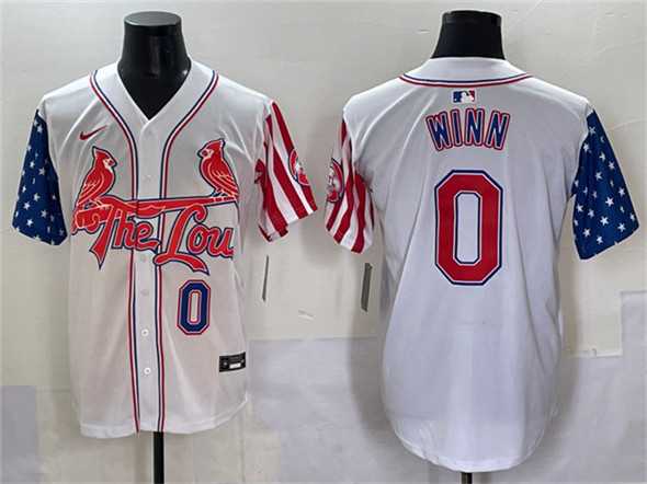 Men%27s St. Louis Cardinals #0 Masyn Winn White Independence Day Vapor Premier Limited Stitched Baseball Jersey->st.louis cardinals->MLB Jersey