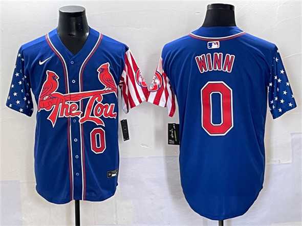 Men%27s St. Louis Cardinals #0 Masyn Winn Royal Independence Day Vapor Premier Limited Stitched Baseball Jersey->seattle mariners->MLB Jersey