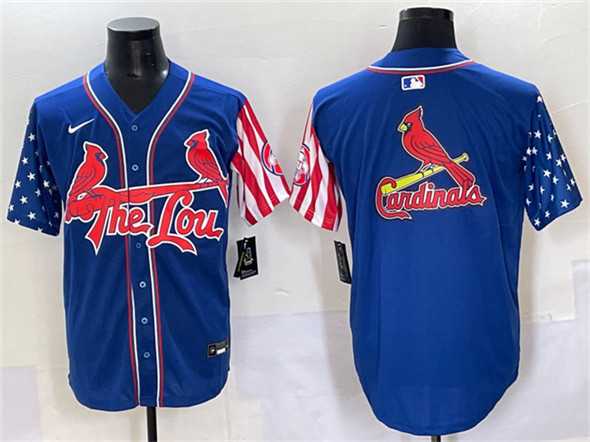 Men%27s St. Louis Cardinals Team Big Logo Royal Independence Day Vapor Premier Limited Stitched Baseball Jersey->st.louis cardinals->MLB Jersey