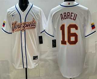 Mens Venezuela #16 Wilyer Abreu White 2026 World Baseball Classic Cool Base Jersey->2026 world baseball classic->MLB Jersey
