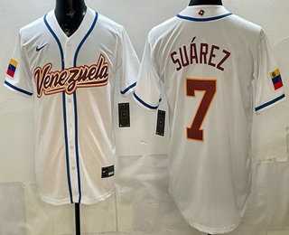 Mens Venezuela #7 Eugenio Suarez White 2026 World Baseball Classic Cool Base Jersey->2026 world baseball classic->MLB Jersey