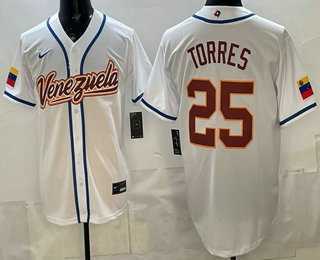 Mens Venezuela #25 Gleyber Torres White 2026 World Baseball Classic Cool Base Jersey->2026 world baseball classic->MLB Jersey