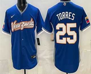 Mens Venezuela #25 Gleyber Torres Blue 2026 World Baseball Classic Cool Base Jersey->2026 world baseball classic->MLB Jersey