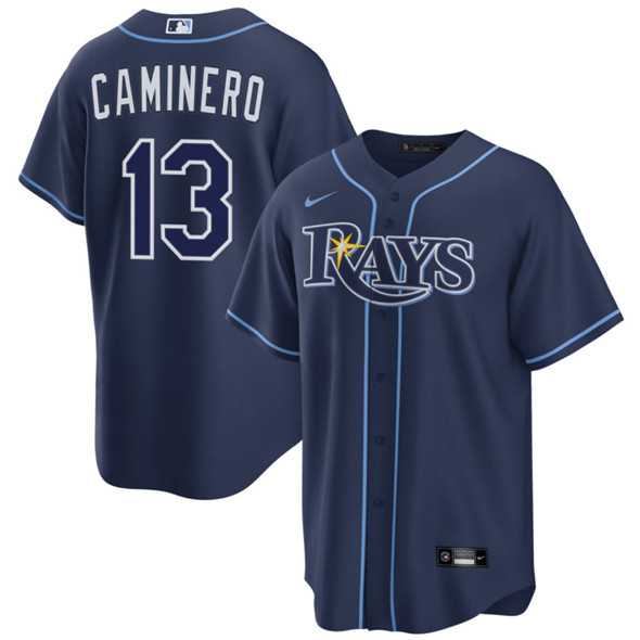 Men%27s Tampa Bay Rays #13 Junior Caminero Navy Cool Base Stitched Baseball Jersey Dzhi->tampa bay rays->MLB Jersey