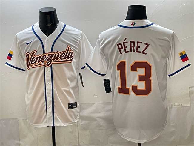 Mens Venezuela Baseball #13 Salvador Perez White 2026 World Baseball Classic Home Stadium Stitched Jersey->2026 world baseball classic->MLB Jersey