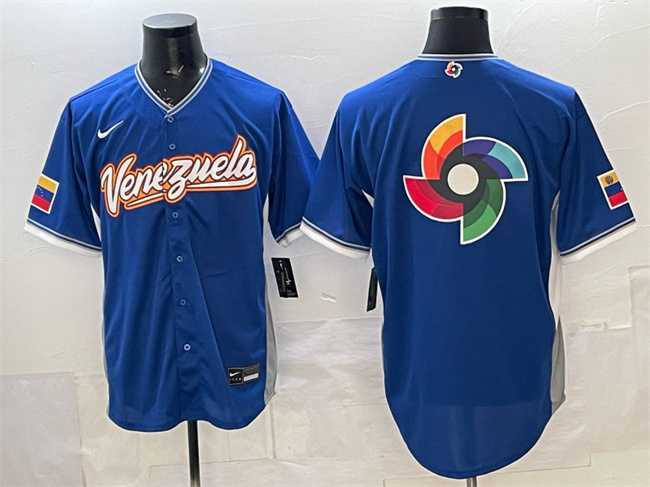 Mens Venezuela Baseball Blue 2026 World Baseball Classic Big Logo Road Stadium Stitched Jersey->2026 world baseball classic->MLB Jersey