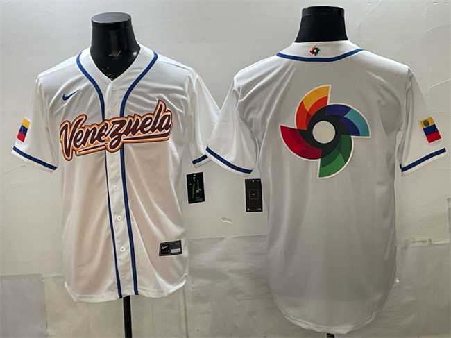 Mens Venezuela Baseball White 2026 World Baseball Classic Big Logo Home Stadium Stitched Jersey->2026 world baseball classic->MLB Jersey