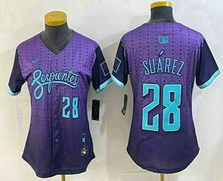 Womens Arizona Diamondbacks #28 Eugenio Suarez Number Purple 2025 City Connect Limited Jersey->mlb womens jerseys->MLB Jersey