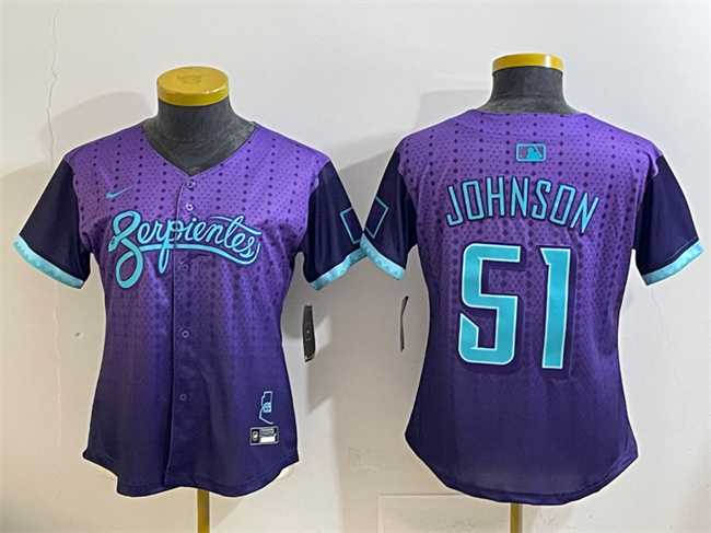 Womens Arizona Diamondbacks #51 Randy Johnson Purple 2025 City Connect Limited Stitched Baseball Jersey(Run Small)->mlb womens jerseys->MLB Jersey