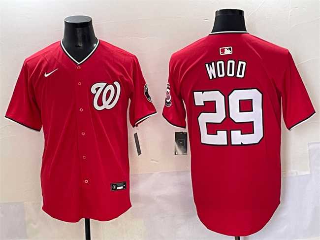 Men%27s Washington Nationals #29 James Wood Red Limited Stitched Baseball Jersey->washington nationals->MLB Jersey