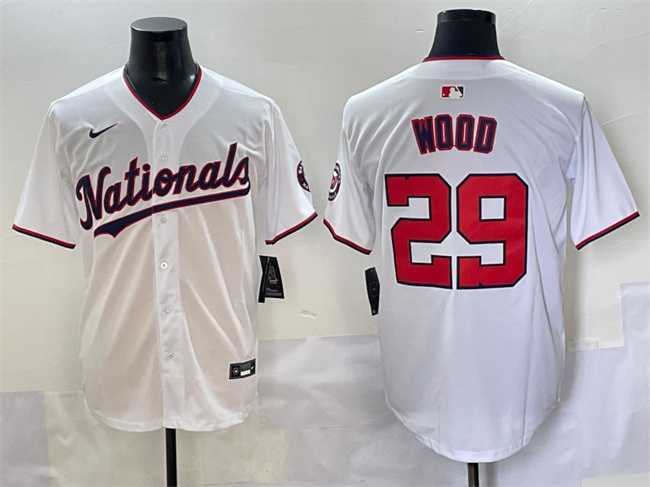 Men%27s Washington Nationals #29 James Wood White Home Limited Stitched Baseball Jersey->washington nationals->MLB Jersey