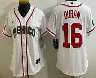 Womens Mexico #16 Jarren Duran White 2026 World Baseball Classic Cool Base Jersey->2026 world baseball classic->MLB Jersey