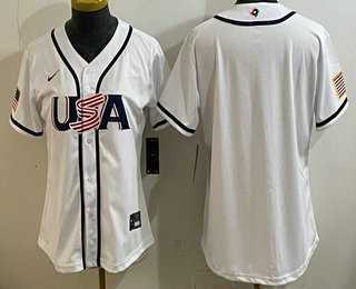 Womens USA Blank White 2026 World Baseball Classic Cool Base Jersey->2026 world baseball classic->MLB Jersey